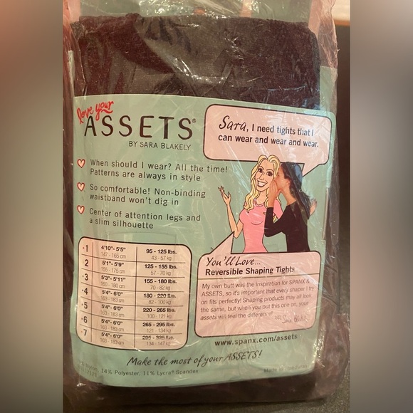 Assets by Sara Blakely Flipside Diamond Reversible Shaping Tights Black Size 5 - Picture 4 of 5